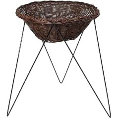 Dekoleidenschaft Display Stand with Wicker Basket Diameter 68 cm Black Metal Frame Shopping Basket