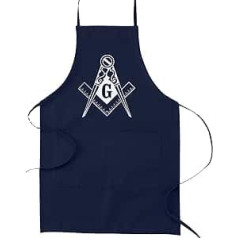 Square and Compass Traditional Masonic Cooking Kitchen Apron Navy Blue