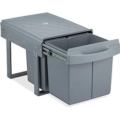 Relaxdays Built-In Rubbish Bin, 3 Compartments, Extendible Kitchen Bin for Base Cabinet, ABS, Grey, 34.6 x 34 x 51.8 cm