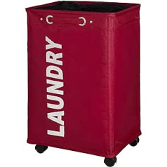 Wenko 3450111100 Laundry bin Quadro Red Laundry basket, capacity 79 L, Plastic Polyester, 40 x 60 x 33 cm, Red