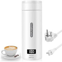 Travel Electric Water Cup, Portable Kettle, Electric Heating Water Cup, Small Mini Dormitory Student Home, Portable Heating Cup for Travel (White)