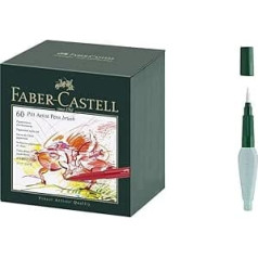 Faber-Castell 167150 — ручка Pitt Artist — толщина B — студийная коробка из 60 и 185105 — кисть для художественной и графической обработки резервуара для вод