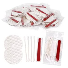 200 Pieces Hotel Cosmetic Set, Individually Wrapped Bulk Pack for Hotel Applications, Hygiene Products Includes Cosmetic Cotton Pads, Cotton Swabs, Nail File (Paper Sticks)