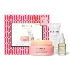 Elemis Limited Edition Rose Brightening Ziemassvētku kolekcija, Luxury Beauty Skincare dāvanu komplekts, English Rose Pro-Collagen tīrīšanas balzams, maigs sejas pīlings un rožu sejas eļļa ceļojumu izmērā