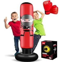 EIVONDA bērnu boksa maiss, 160 cm, piepūšamā nindzju bumba, stāvošs boksa maiss ar boksa cimdiem MMA karatē taekvondo boksa trenēšanai un bērnu uzkrātās enerģijas samazināšanai