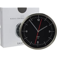 Blomus radiovadāmais pulkstenis, nerūsējošais tērauds, caurspīdīgs stikls, melns, 24 x 24 x 4,5 cm