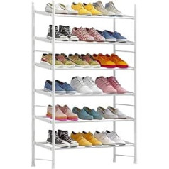 Wooruy Shoes apavu plaukts ar apavu plauktu dzīvojamās istabas metālam līdz pat Organizer priekš gaiteņa guļamistabas Metāla apavu glabātuve Levels apavu glabāšanai Apavu organizators (6 līmeņi, balts)