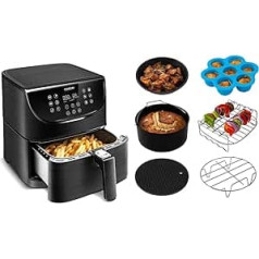 COSORI XL karstā gaisa cepeškrāsns, karstā gaisa cepeškrāsns ar 13 programmām, Airfryer 1,2 kg 1-3 personām ar 100 vācu recepšu bukletu, digitālais viena pieskāriena ekrāns, priekšsildīšana un siltuma uzturēšana, kratīšanas režīms, 1