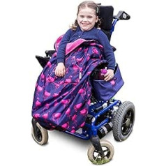Bērnu kāju pārsegs ratiņkrēsliem un rehabilitācijas bagijiem — viengabalains — tumši zils ar flamingiem