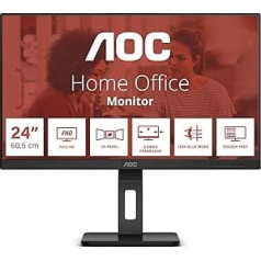 AOC 24E3QAF 24 collu Full HD monitors, skaļrunis, regulējams augstums (1920 x 1080, 75 herci, VGA, HDMI, DisplayPort) melns