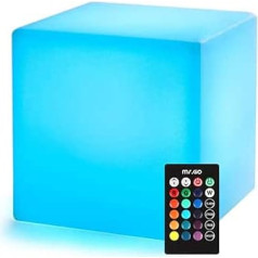 20cm LED Light Cube Color Changing with Remote Control Rechargeable Battery Night Light Dimmable Multicolor Bedside Lamp for Kids 16 RGB Colors Indoor Outdoor Decoration