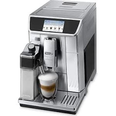 De'Longhi PrimaDonna Elite pilnībā automātisks kafijas automāts ar piena sistēmu, kapučīno un espresso, nospiežot pogu, krāsu displeju un lietotņu vadību, nerūsējošā tērauda priekšpusi, sudraba krāsu