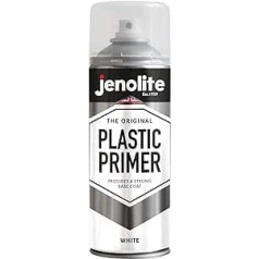 JENOLITE plastmasas gruntēšanas aerosols — balts — 400 ml — augstas kvalitātes izturīgas plastmasas gruntējums (ideāli piemērots plastmasas dārza mēbelēm, stādītājiem un citai cietai plastmasai)