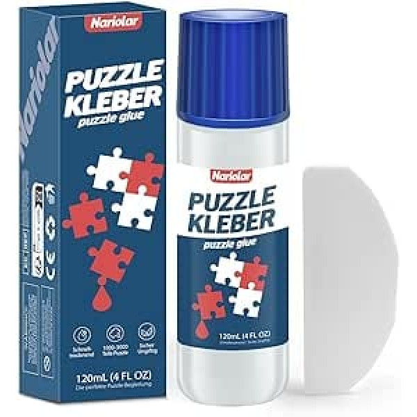 Nariolar Puzzle Glue Transparent with Applicator Suitable for Attaching and Hanging Puzzles, Quick Drying, 120 ml