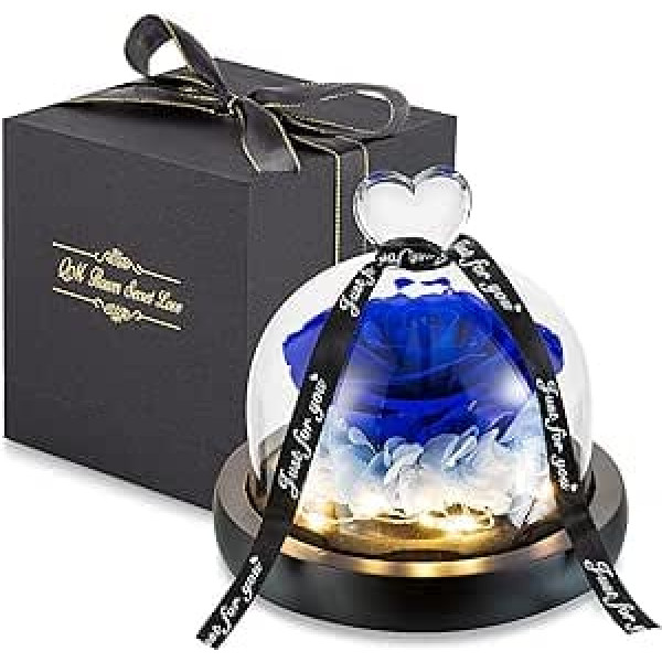 The Beauty And The Beast Eternal Rose In Glass With LED Lights, Enchanted Infinity Preserved Roses Christmas Decoration For Women, Mum, Birthday Gift, Wedding Anniversary Gift, Valentine's Day