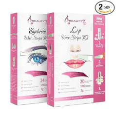 Beauty7 Wax Strips, Cold Wax Depilation Strips, Eyebrows & Upper Lips, Women's Face Hairing, Cold Wax Strips, Hair Removal Strips with Pearl Powder and Chamomile Oil