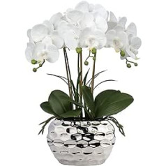 44 cm Artificial Orchids Phalaenopsis Artificial Flowers Like Real Decorative Orchid Bonsai Artificial Plant Arrangement in Ceramic Pot for Table Living Room Home Decor Decoration