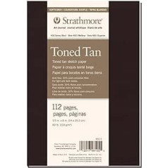 Strathmore 400 Recycled Toned Tan Sketchbook Soft Cover - P481-5-4, 56 Sheets, 14 x 20 cm, 89 g/m², Brown