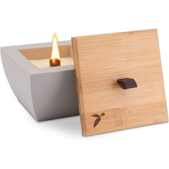 Candle Eater Table Fire - Outdoor Candle with Continuous Wick for Long Burning Time, Wax Eater for Candle Remnants - Table Fireplace, Table Torch, Lantern Made of Concrete & Bamboo - Outdoor Decorative Candles | Mahona