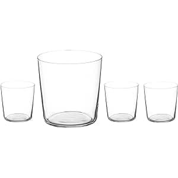 DIAMANTE Glass Crystal Tumbler Set – Slender Short – Light & Thin-Walled Drinking Glasses – Ideal for All Rounds, Iced Coffee, Cocktails, Water, Soft Drinks – Set of 4