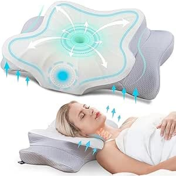 DONAMA Memory Foam spilvens, kakla spilvens, ergonomisks sānu guļvietas spilvens sāniem, muguras un vēdera gulšņiem