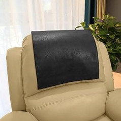 AmazeCov Headrest Cover for Furniture Covers Faux Leather Headrest Protector for Recliner Vinyl Head Protector for Sofa Theatre Seat Cover for Home Office 17 x 27 Inch Black