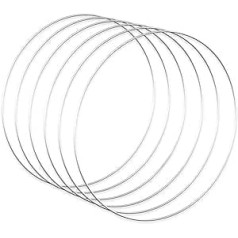 Valkāts iepakojums ar 6 sudraba metāla gredzeniem Diametrs 30 cm Biezums Apm. 3 mm metāla gredzeni amatniecībai Metāla gredzeni ietīšanas tehnikai Dream Catcher Floristika Kāzu vainags