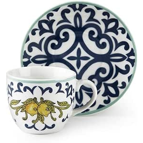 Excelsa Amalfi 6 porcelāna espresso tasīšu komplekts ar apakštasīti