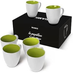 MIAMIO 6 x 350 ml kafijas krūzes/kafijas krūzes komplekts — Le Papillon kolekcija (zaļa)