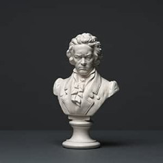 Alex Agwanjan Beethoven Sculpture Made of High-Quality Zellan, Handmade, Made in Germany, Bust in White, 20 cm
