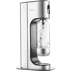 Aqvia Exclusive Water Carbonator with Polished Stainless Steel Casing, Includes 2x PET Bottles (1x Stainless Steel, 1x Black)