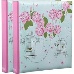 ARPAN BL57-X2 großes Fotoalbums für 200 Photos, Einsteckalbum, 13 x 18 cm, perfekts Geschenkalbum für Hochzeit, Jahrestag, Geburtstag, 2 Stück, Rose Bird Cage, Papier, Vogelkäfig im Vintage-Stil