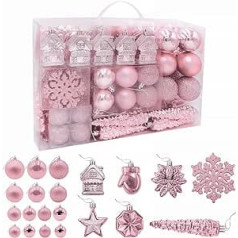 113 Christmas Baubles Christmas Tree Decoration Hangers Christmas Tree Baubles for Christmas Tree Decoration Christmas Tree Baubles Plastic (Pink)