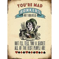 Bonkers Mad Hatter From Alice In Wonderland Metal Sign 30 x 40 cm