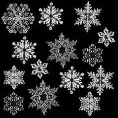 Geosar 54 Pieces 7 Styles Acrylic Snowflake Decorations Clear Christmas Ornaments Christmas Snowflake Ornaments Crystal Snowflake Decorations for Christmas Tree Winter Home and Party