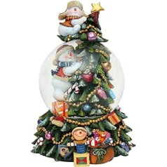 Dekohelden24 XL Snow Globe, Christmas Tree with Musical Mechanism, 500393, Snowmen, Dimensions H/W/Ball: Approx. 18 x 13 cm / 10 cm