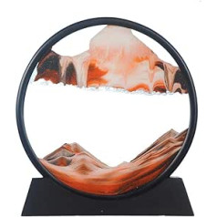 Aoderun Sand Pictures for Rotating, 3D Hourglass, Office Decoration, Sand, Round Glass, Flowing Sand Frame, Movable Sand Picture for Desk, Sand Painting for Adults (Orange, 28 cm)