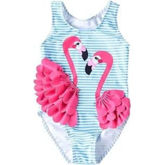 FENICAL Cartoon Swimsuit Flamingo Swimwear Baby Girl Quick Dry One Piece Swimsuit (XXL, Suitable Height: 100-110cm)