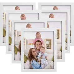 Giftgarden 8x10 White Picture Frames 7 Pack Modern White Wood Grain 8x10 for Wall or Tabletop