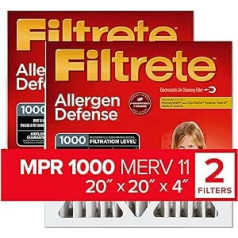 Filtrete 20 x 20 x 4, AC Furnace Luftfilter, MPR 1000 DP, Micro Allergen-Verteidigung tiefe Falte, 2 Stück (tatsächliche Maße 19,88 x 19,88 x 4,31)
