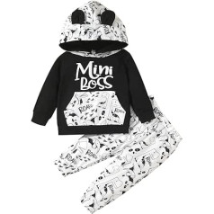 Geagodelia Baby Boys Apģērbu Apģērbs Bērnu Apģērbu Komplekts Ar Garām Piedurknēm Hoodie Tops + Bikses Jaundzimušajam Mīksts Mazuļu Komplekts Mini Boss