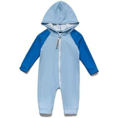 BONVERANO Baby Boys' Hooded Swimsuit UPF50+ Sun Protection L/S One-Piece Full Zip