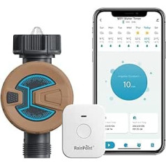 RAINPOINT apūdeņošanas dators WLAN lietotne tālvadības pults inteliģents laistīšanas taimeris ar Wi-Fi centrmezglu, brūns