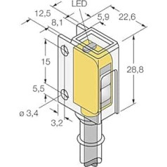 3076482-Q12AB6FF30CR, Opto Sensor Reflexionslicchttaster Miniatursensor