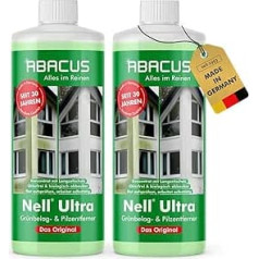 ABACUS® Nell Ultra Green Growth Remover & Aļģu noņemšanas koncentrāts, ārkārtīgi spēcīgs! Automātiski noņem zaļumu un aļģes ar ilgtermiņa aizsardzību - akmenim, fasādei, terasei, jumtam - Nell