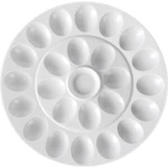 Flexzion Deviled olu paplāte — keramikas balts porcelāns, 25 glāzes olu (2 iepakojumi) servēšanas paplāte Ēdināšanas šķīvis cieti vārītām velna olām, Lieldienu olu turētājs un deserti Unikāls dekoratīvs virtuves šķīvis