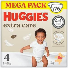 Huggies Extra Care Disney 4. izmērs (8-14 kg) autiņbiksītes mazulim, 2 iepakojumi x 38 autiņbiksītes, kopā 76 autiņbiksītes