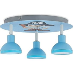 Lindby Roxas Ceiling Light Dimmable in Blue Metal for Children's Room (3 Bulbs, GU10) - Children's Ceiling Light, Lamp, Children's Room Light