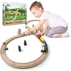 Play Build Wooden Train Set for Children - 35 Piece Complete Wooden Railway Set - Interactive Play and Learning Set - Creative Wooden Train Design - Premium Quality Railway Wood - From 3 Years