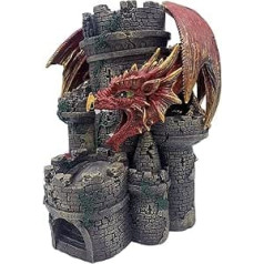 Grinning Gargoyle Red Dragons Woe Dice Tower — augstas kvalitātes ar rokām apgleznots 26 cm sveķu kauliņu tornis — lieliski piemērots DND, RPG un lomu spēlēm — pārsteidzoša GM dāvana